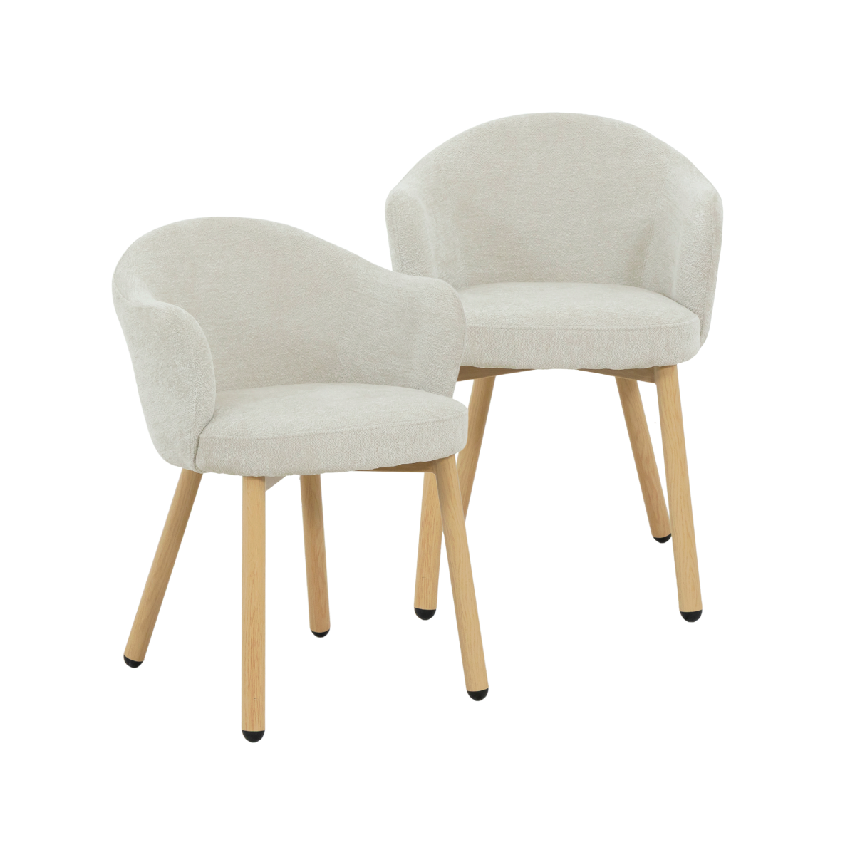 Chaise en tissu écru et pieds en métal effet bois Mayi (lot de 2)