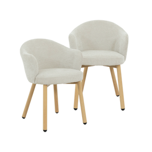 Chaise en tissu écru et pieds en métal effet bois Mayi (lot de 2)
