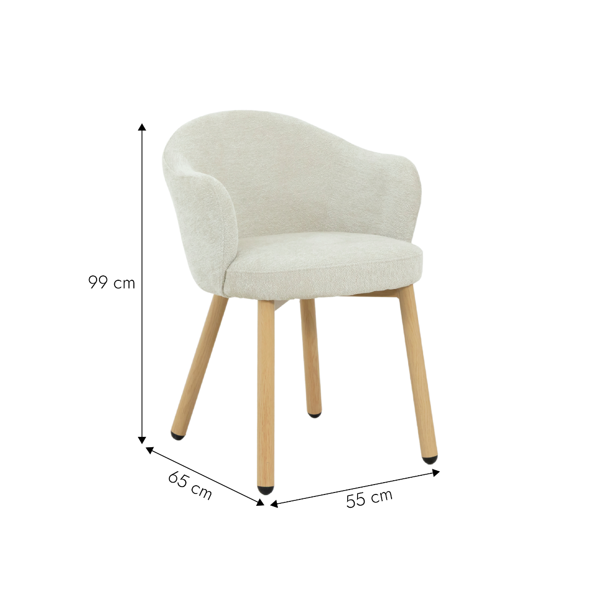 Fauteuil en tissu écru et pieds en métal effet bois Cléa