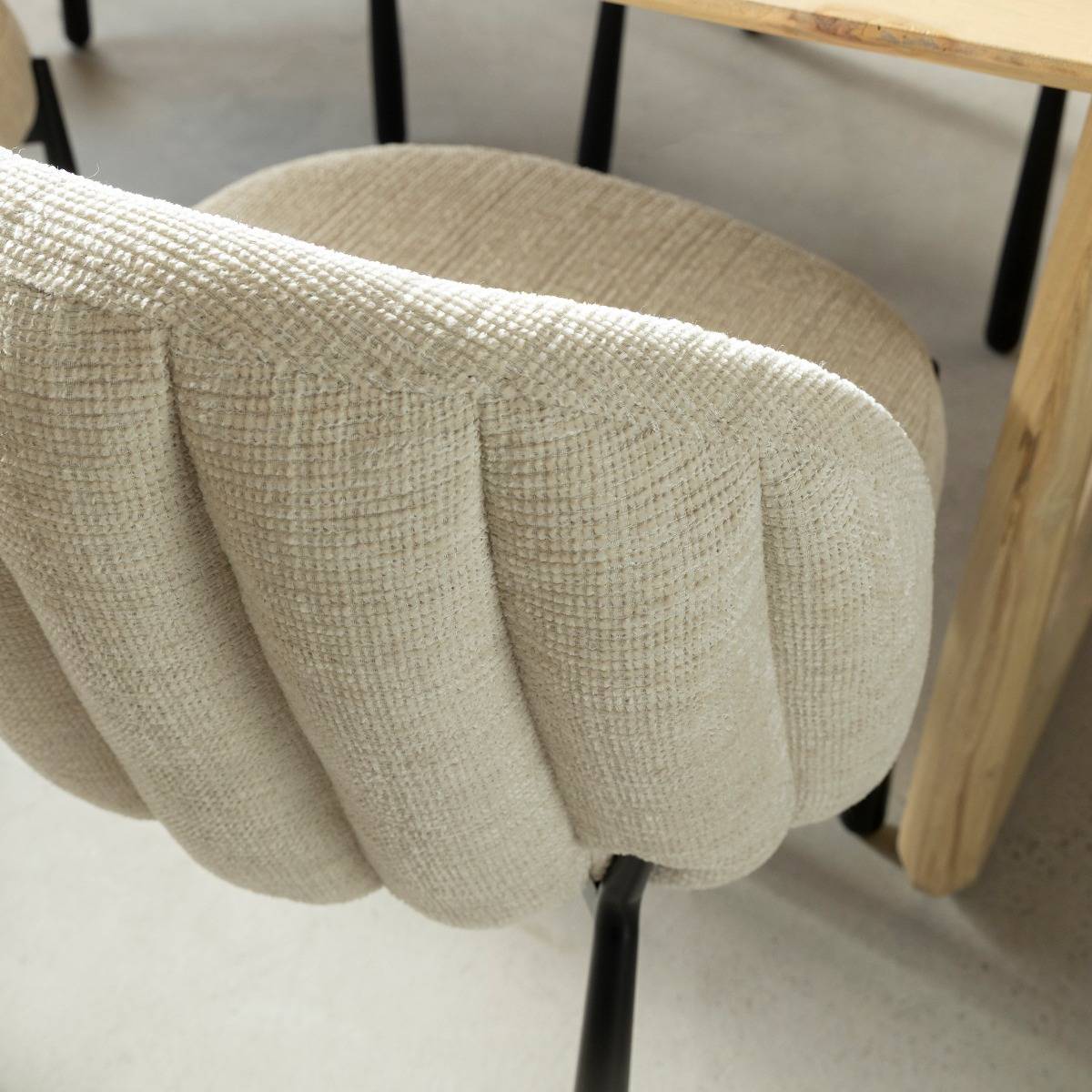 Chaise en tissu écru et pieds en métal Ondine (lot de 2)