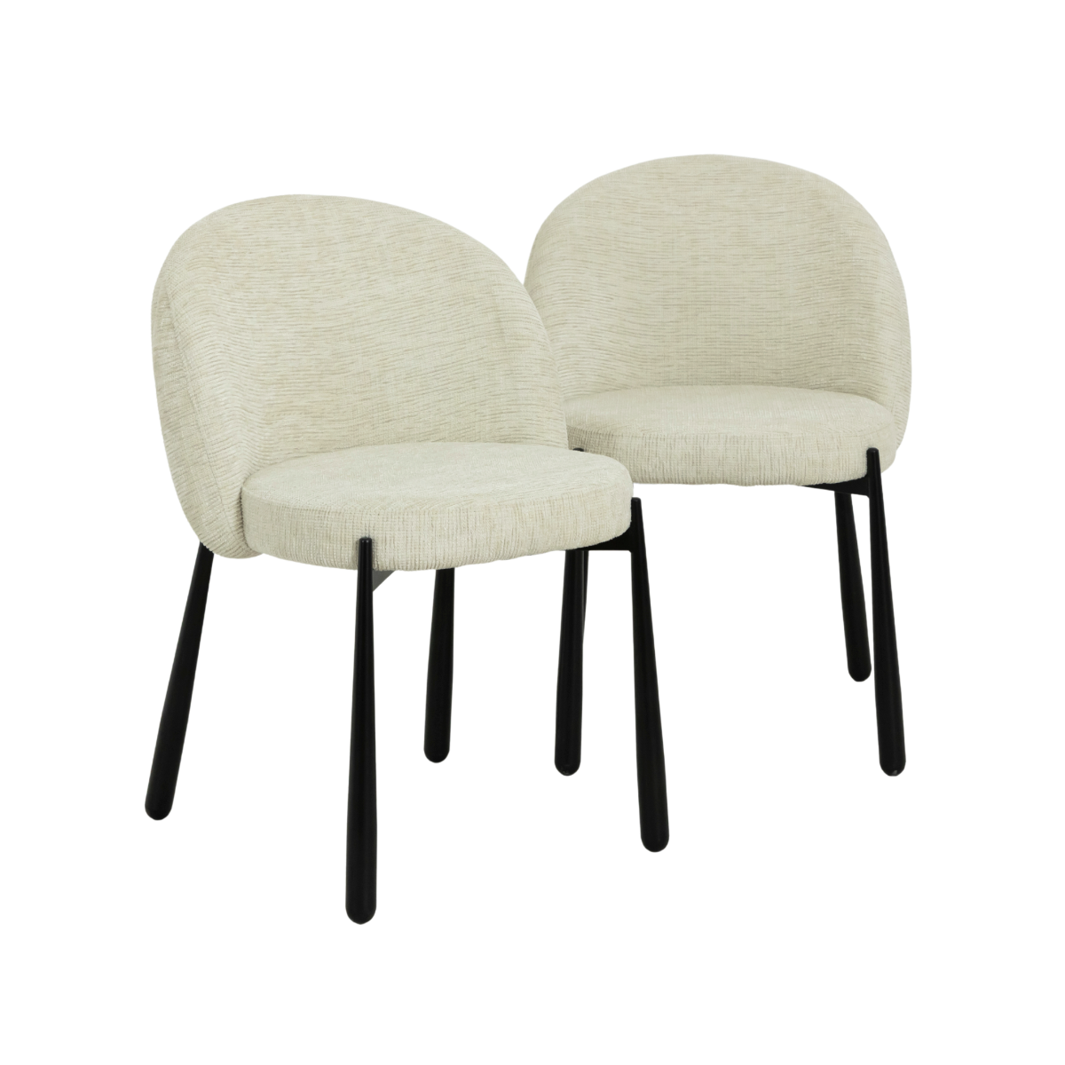 Chaise en tissu écru et pieds en métal Cléa (lot de 2)