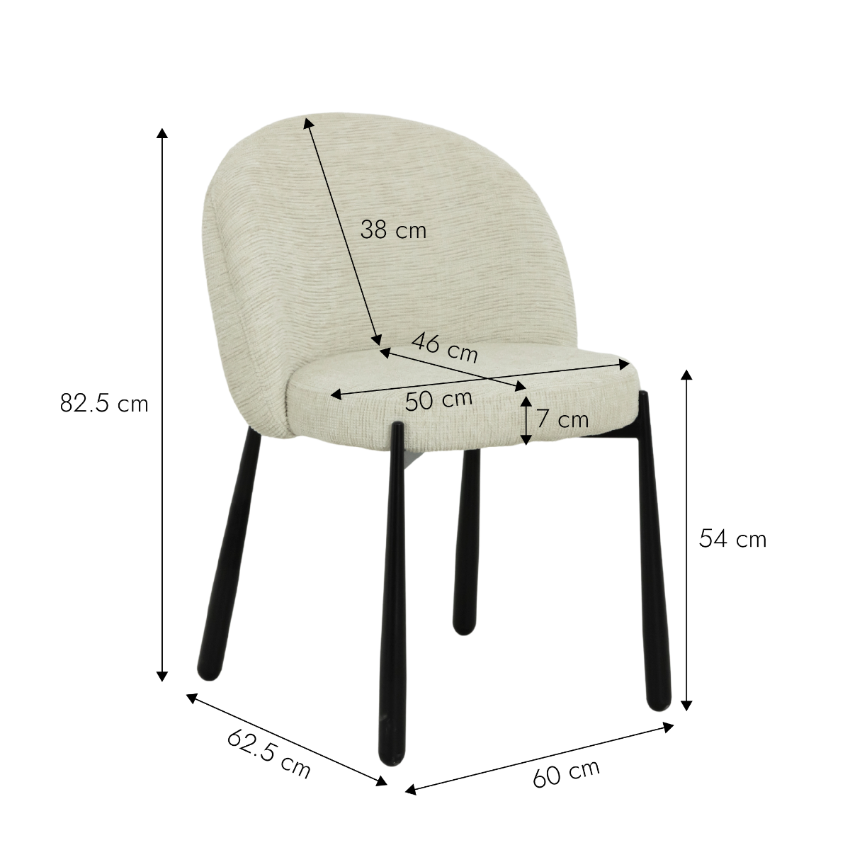 Chaise en tissu écru et pieds en métal Cléa (lot de 2)