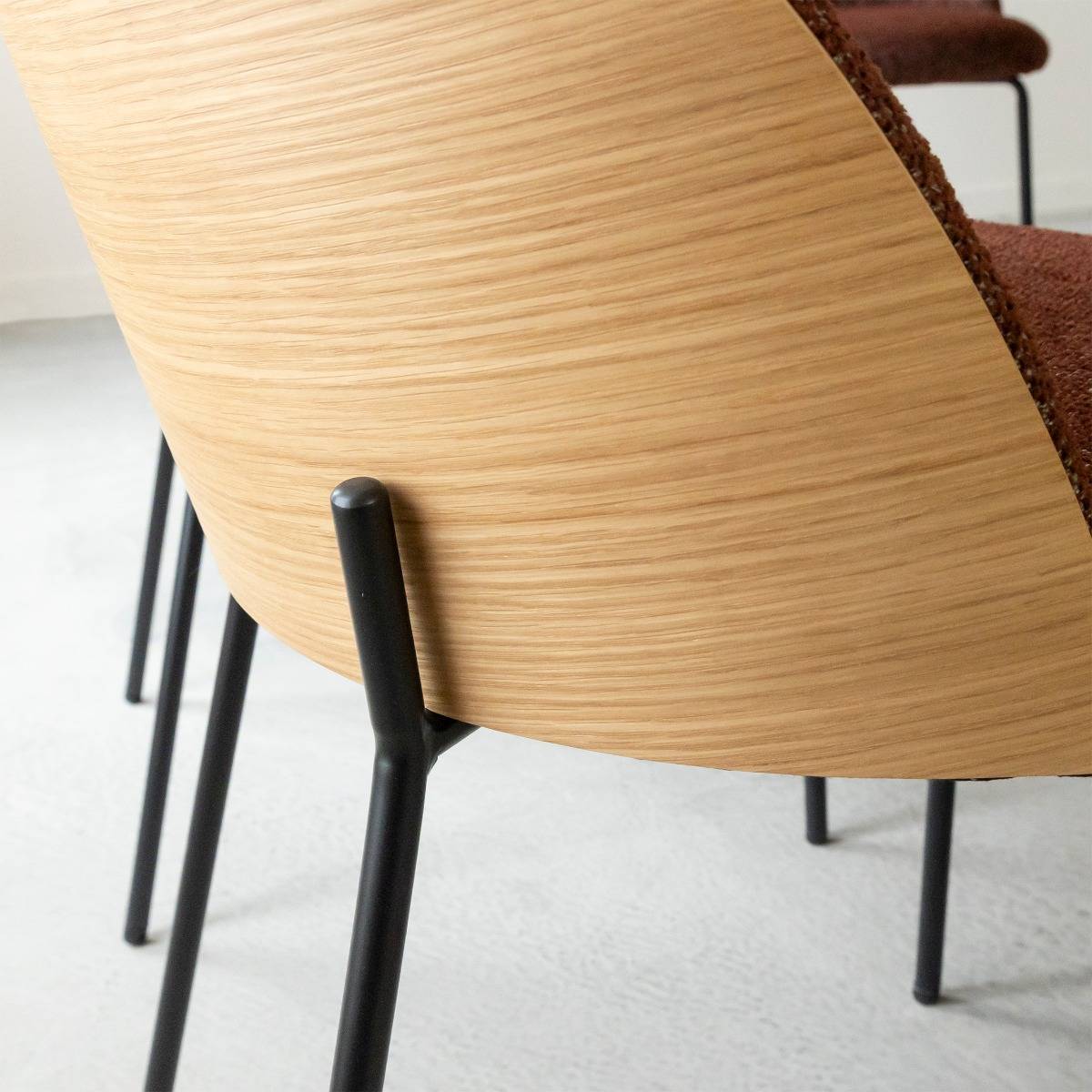 Chaise en tissu acajou et bois clair Nyssa (lot de 2)