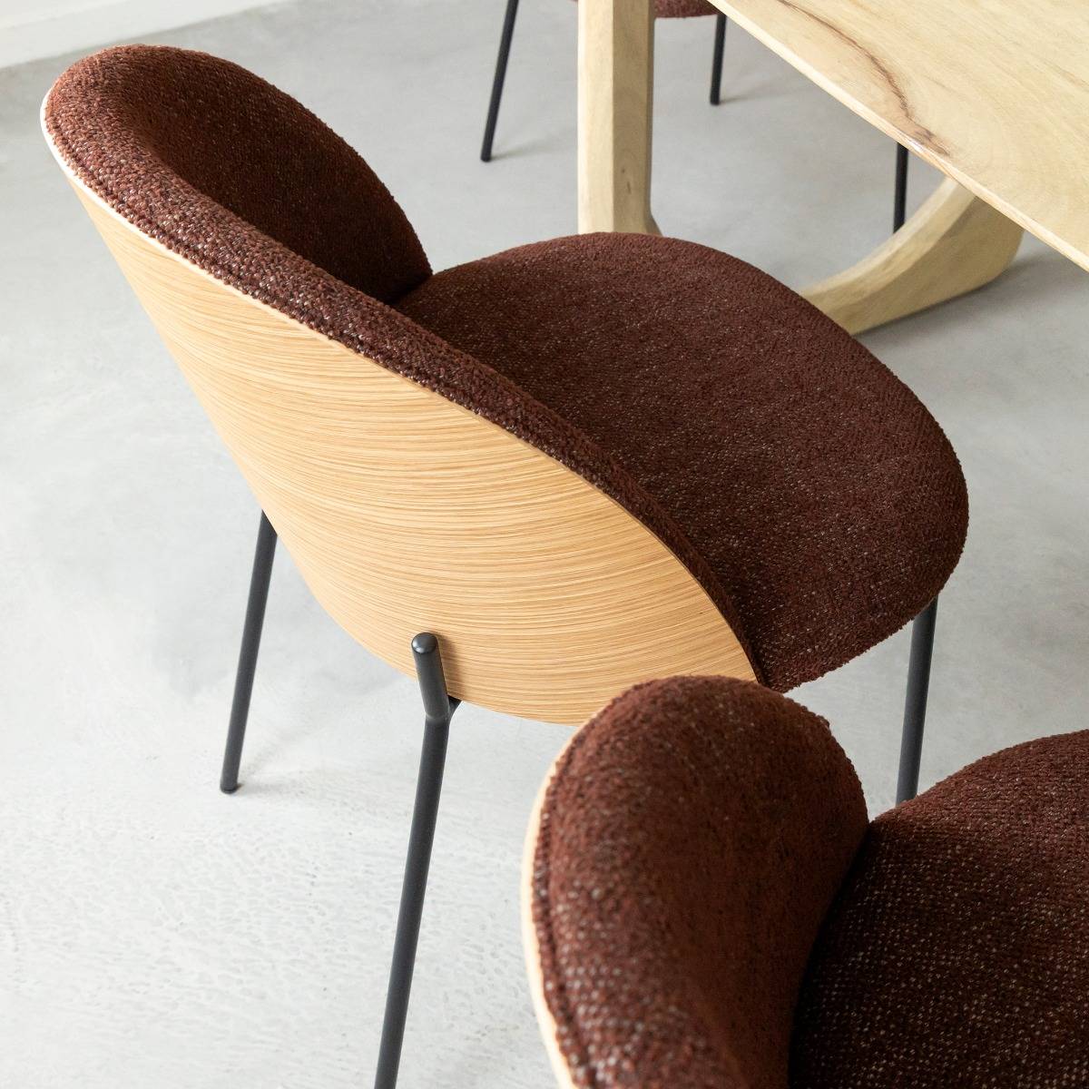 Chaise en tissu acajou et bois clair Nyssa (lot de 2)