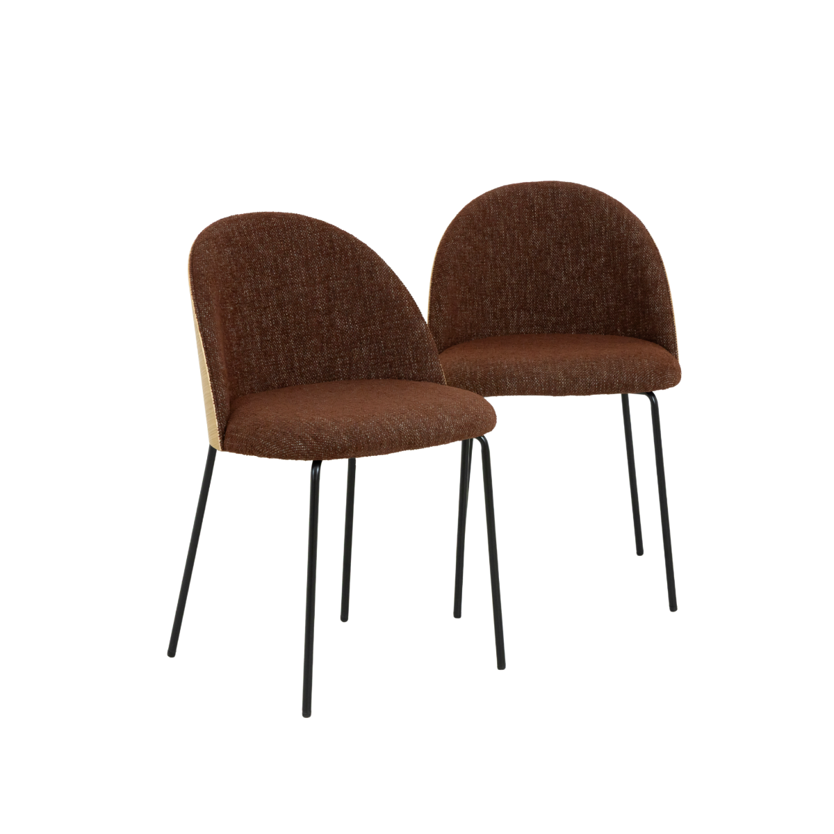 Chaise en tissu rouge foncé et bois clair Kanoa (lot de 2)