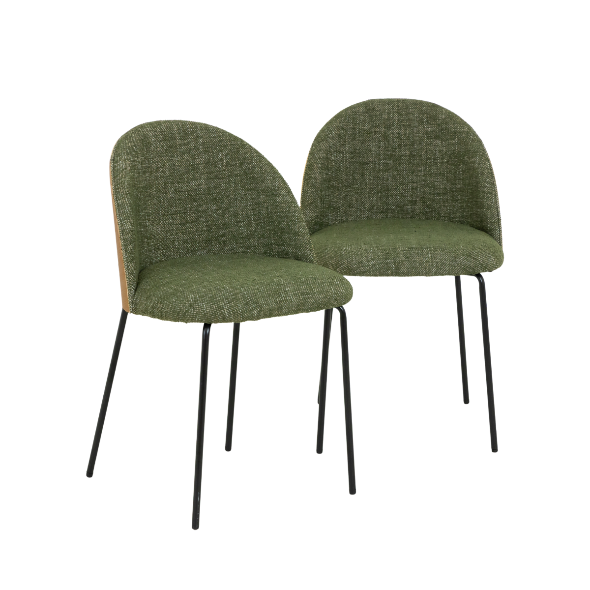 Chaise en tissu vert et bois clair Nyssa (lot de 2)