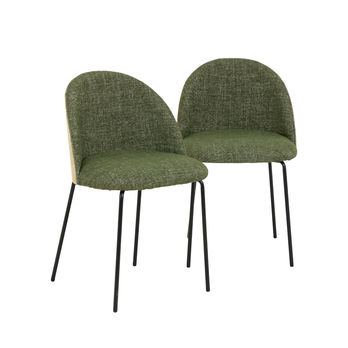 Chaise en tissu vert et bois clair Kanoa (lot de 2)