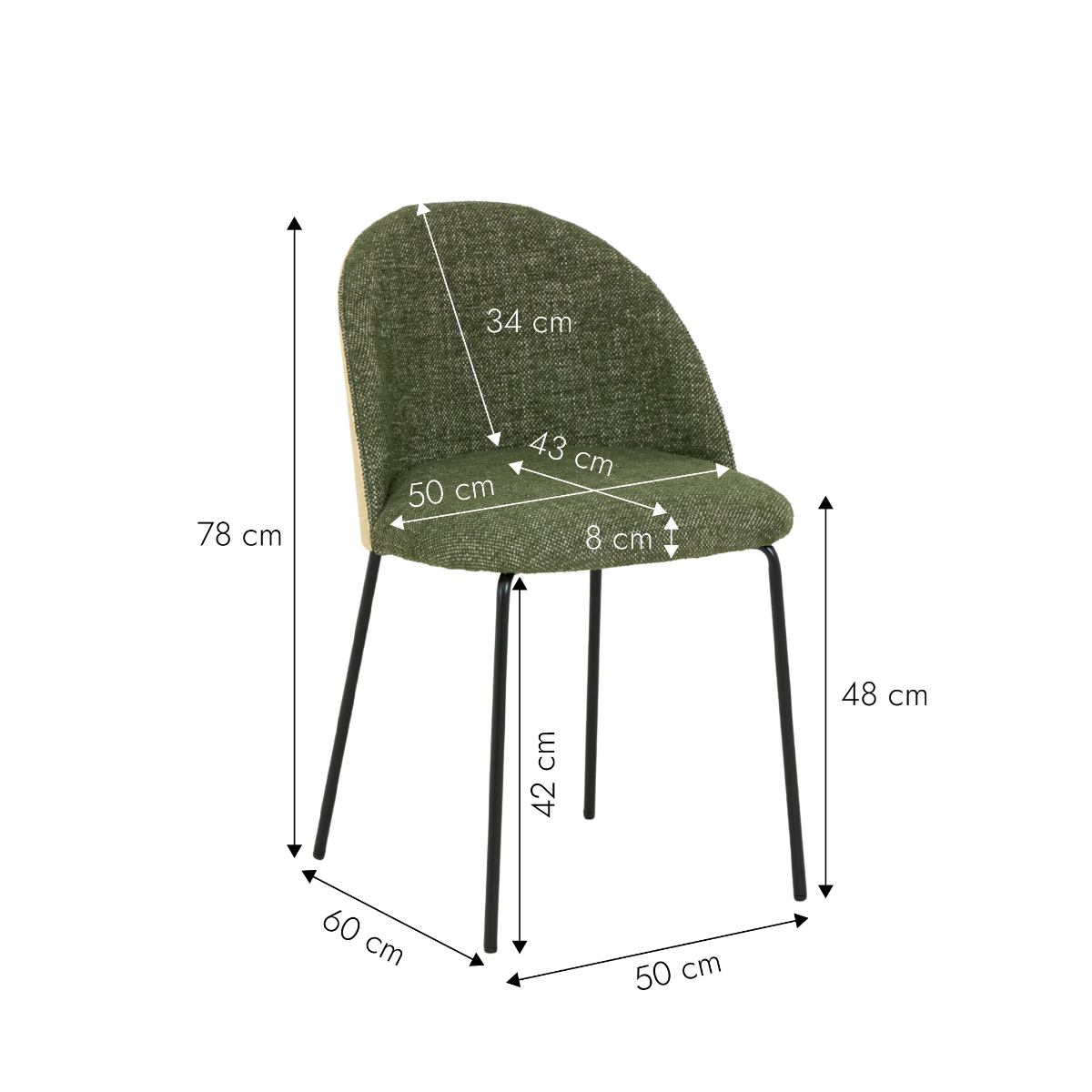 Chaise en tissu vert et bois clair Kanoa (lot de 2)