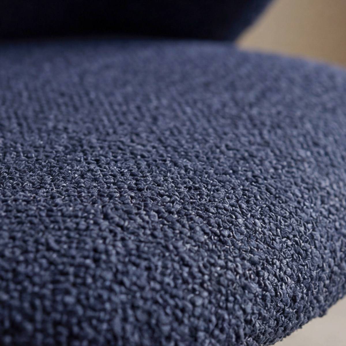 Chaise avec accoudoirs ronds en tissu bleu et pieds en métal Cléa (lot de 2)