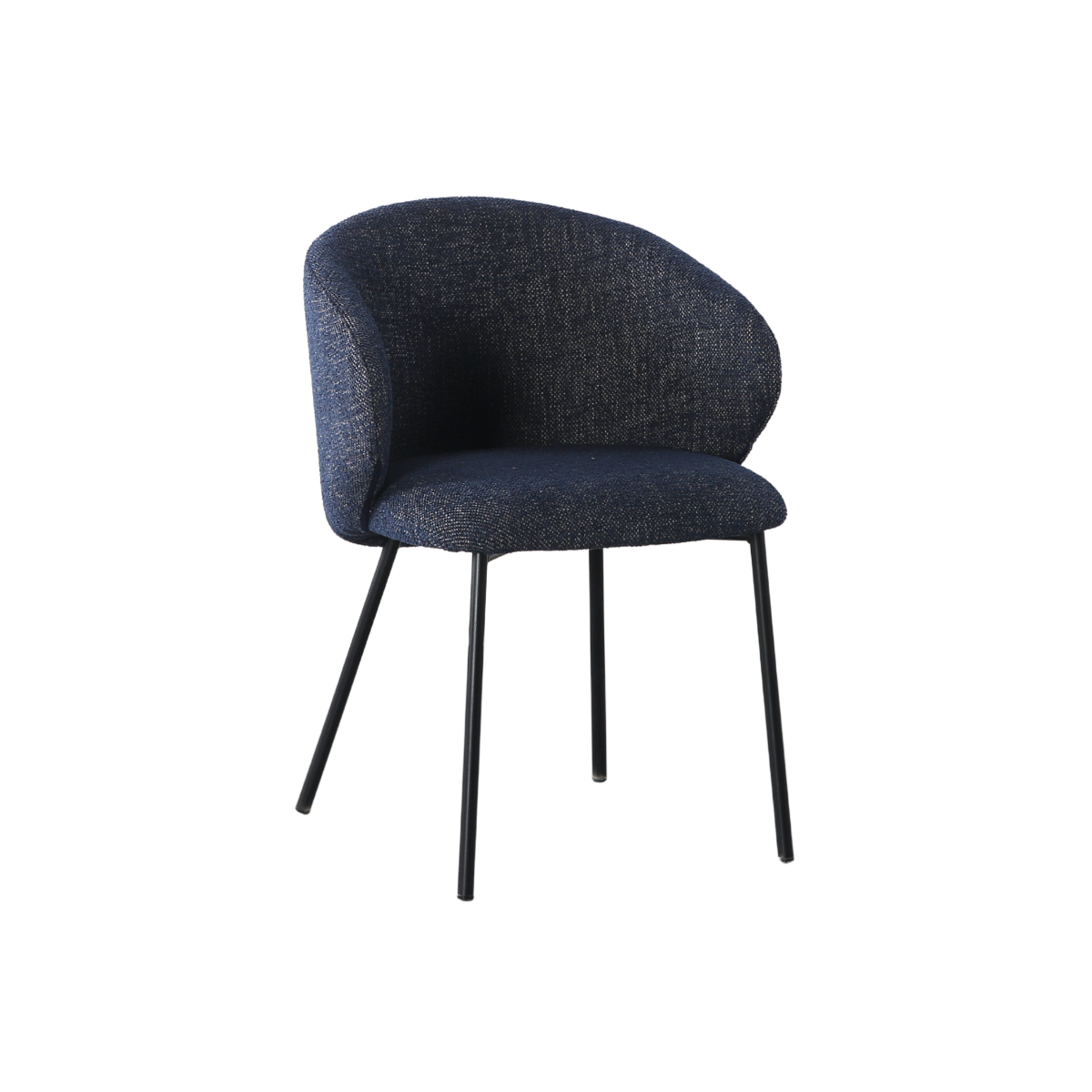 Chaise avec accoudoirs ronds en tissu bleu et pieds en métal Cléa (lot de 2)