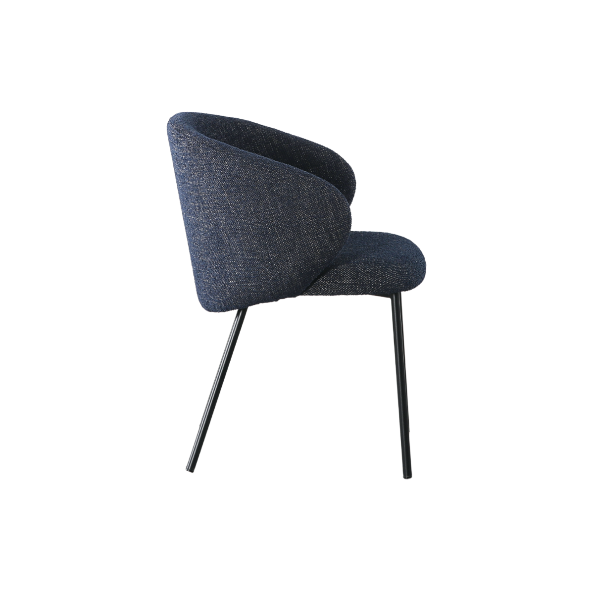 Chaise avec accoudoirs ronds en tissu bleu et pieds en métal Cléa (lot de 2)