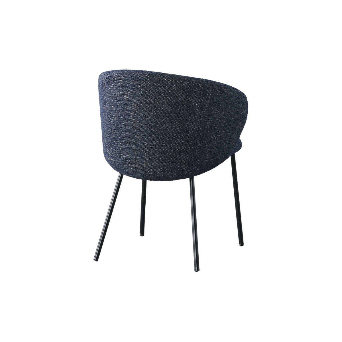 Chaise avec accoudoirs ronds en tissu bleu et pieds en métal Cléa (lot de 2)