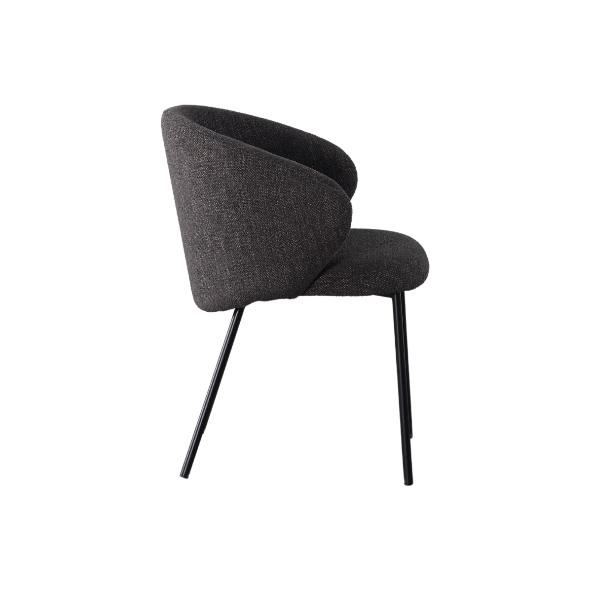 Chaise avec accoudoirs ronds en tissu gris anthracite et pieds en métal Cléa (lot de 2)