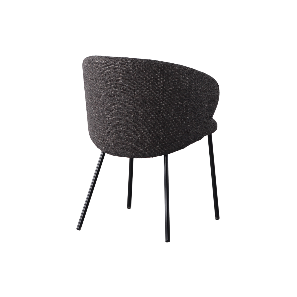 Chaise avec accoudoirs ronds en tissu gris anthracite et pieds en métal Cléa (lot de 2)