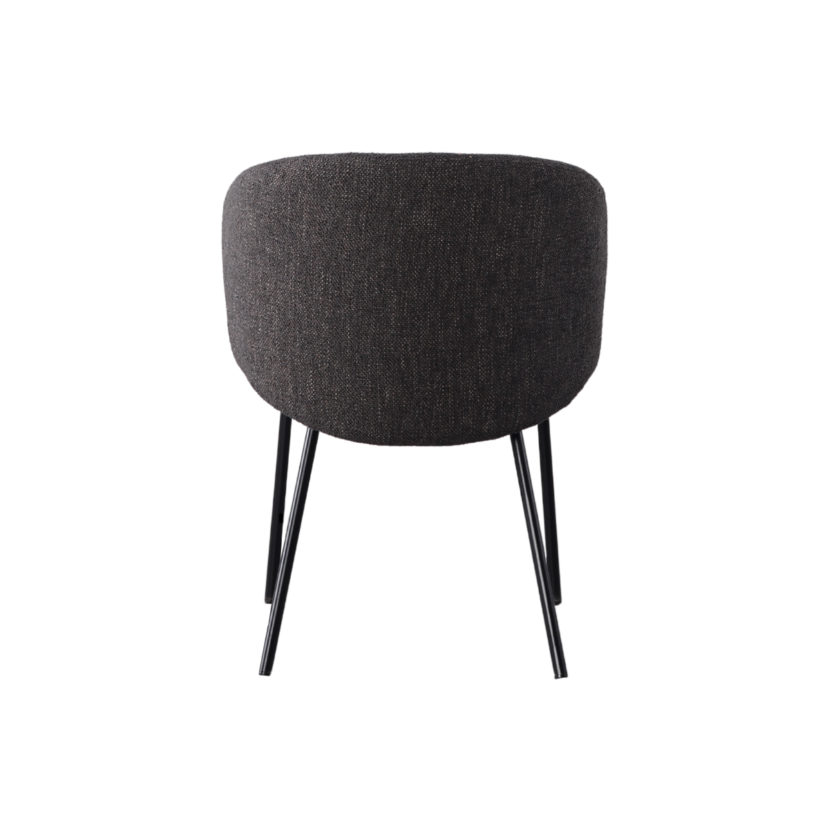 Chaise avec accoudoirs ronds en tissu gris anthracite et pieds en métal Cléa (lot de 2)