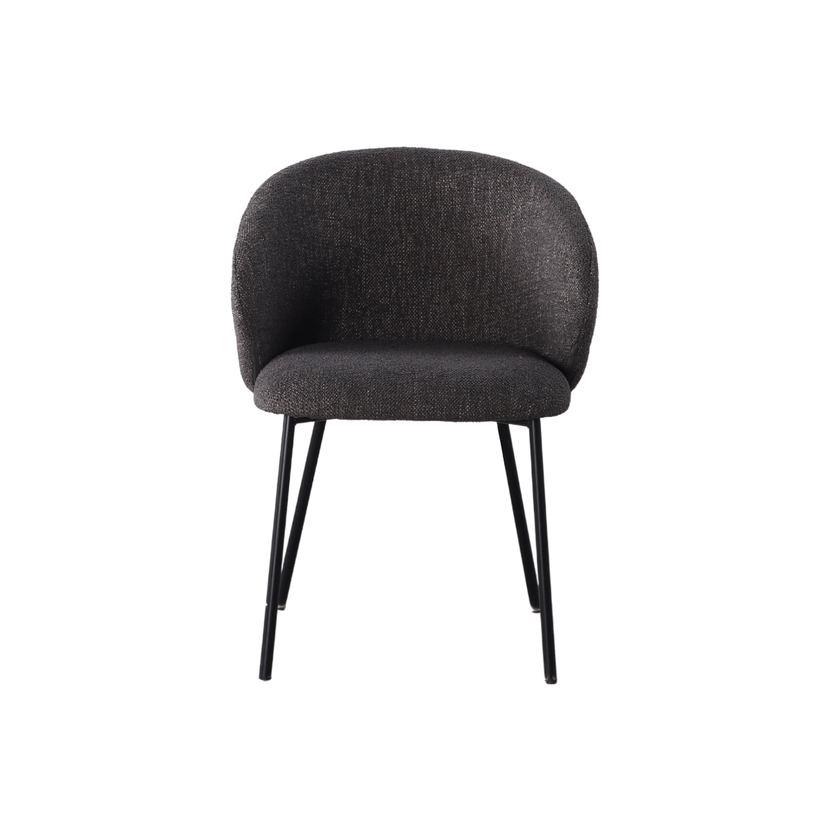 Chaise avec accoudoirs ronds en tissu gris anthracite et pieds en métal Cléa (lot de 2)