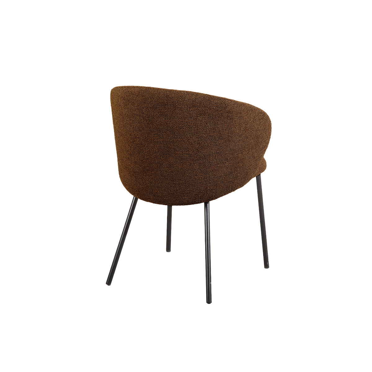 Chaise avec accoudoirs ronds en tissu marron et pieds en métal Cléa (lot de 2)