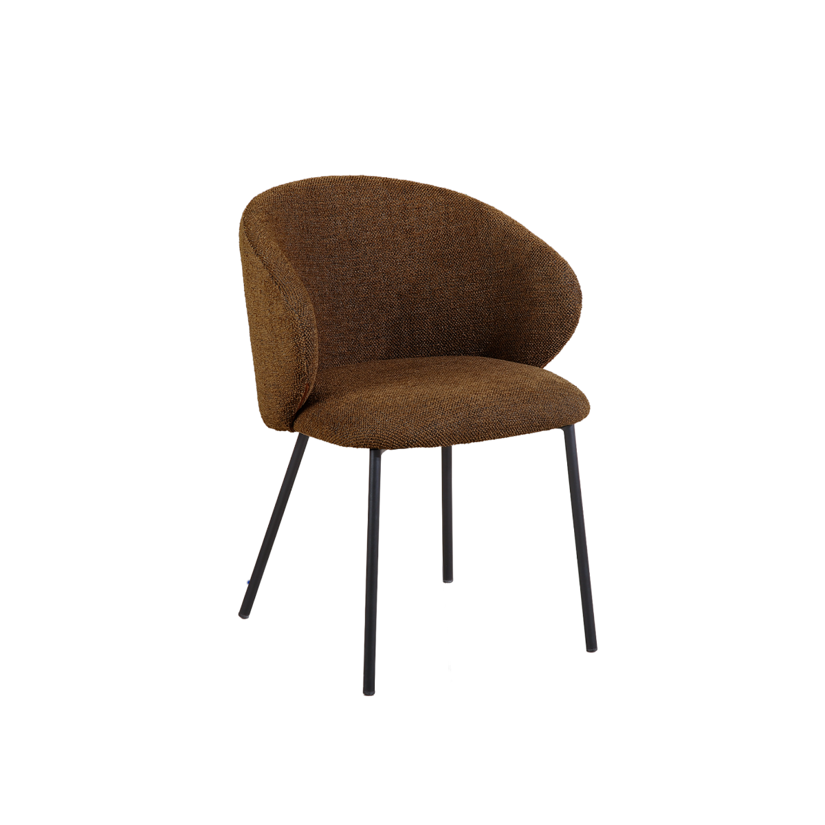 Chaise avec accoudoirs ronds en tissu marron et pieds en métal Cléa (lot de 2)