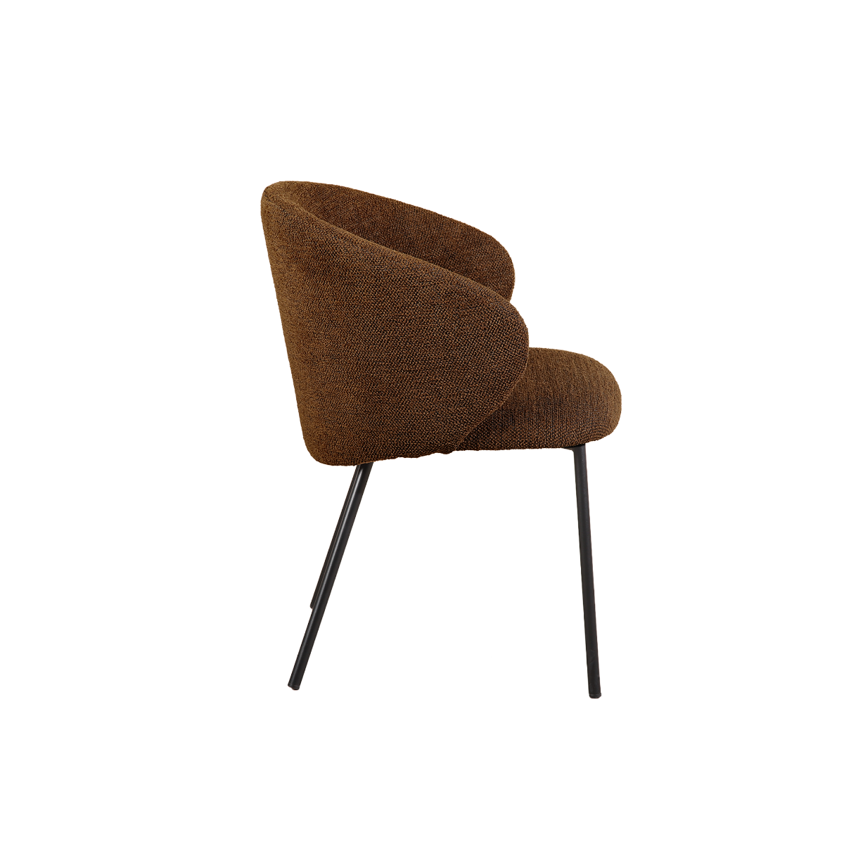 Chaise avec accoudoirs ronds en tissu marron et pieds en métal Cléa (lot de 2)