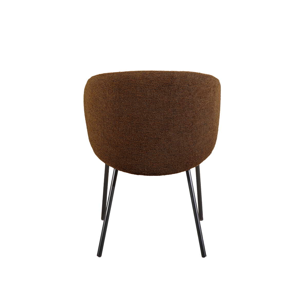 Chaise avec accoudoirs ronds en tissu marron et pieds en métal Cléa (lot de 2)