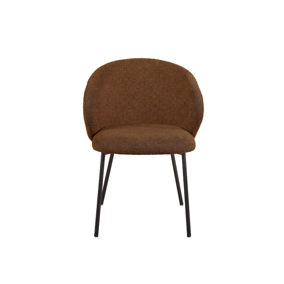 Chaise avec accoudoirs ronds en tissu marron et pieds en métal Cléa (lot de 2)