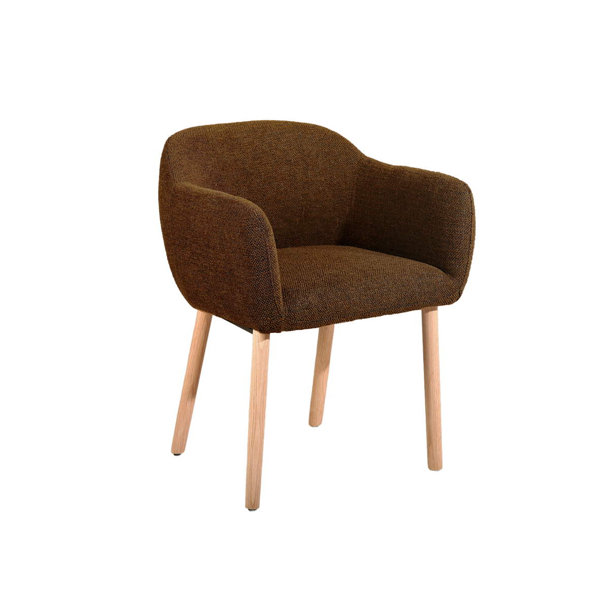 Chaise en tissu marron et pieds en bois Solène (lot de 2)
