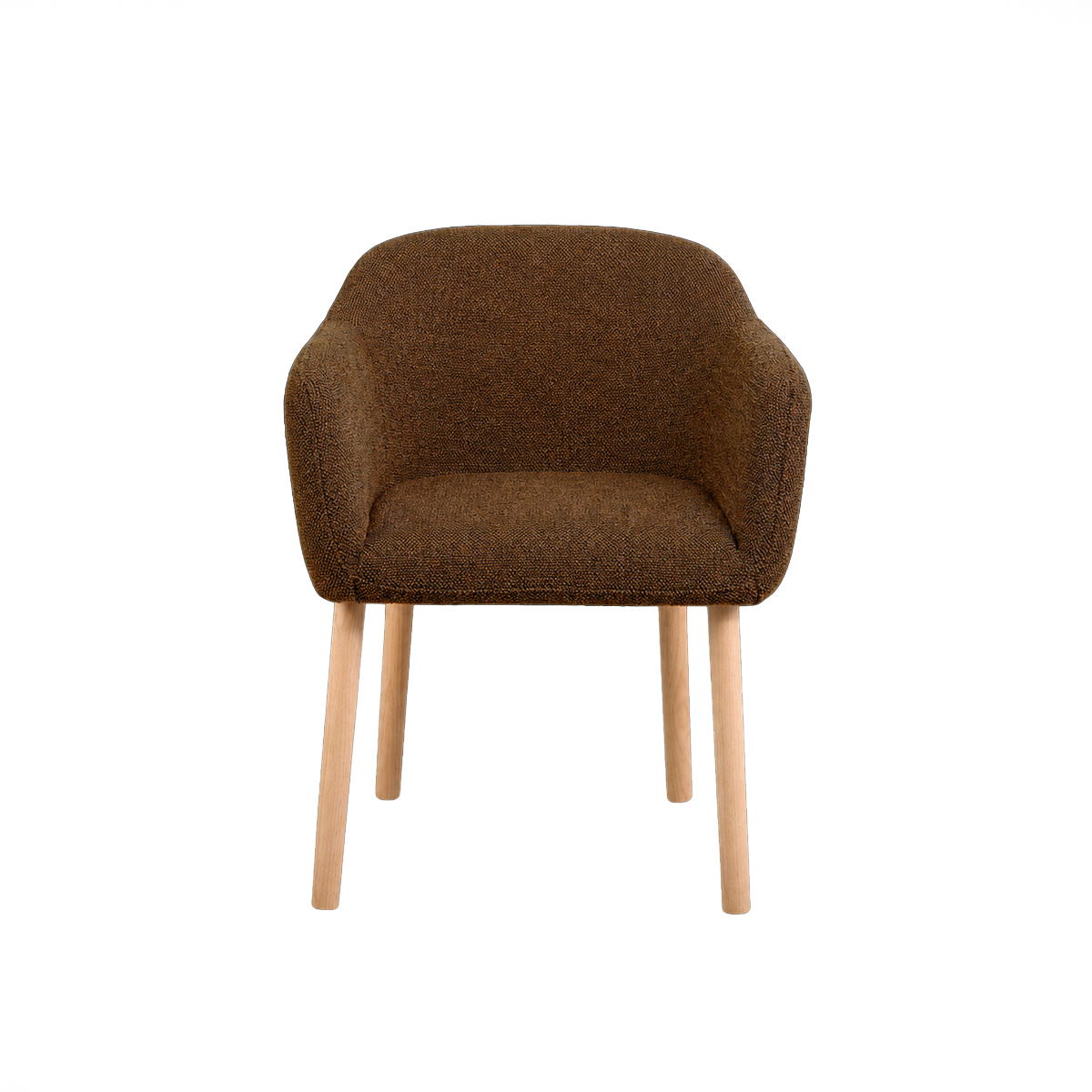 Chaise en tissu marron et pieds en bois Solène (lot de 2)