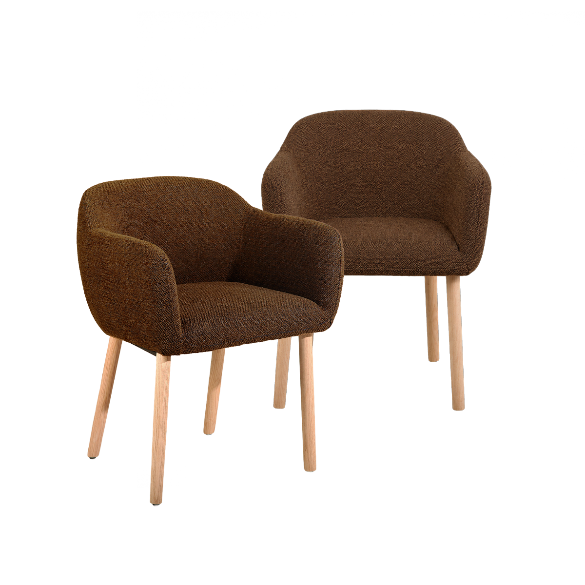Chaise en tissu marron et pieds en bois Solène (lot de 2)