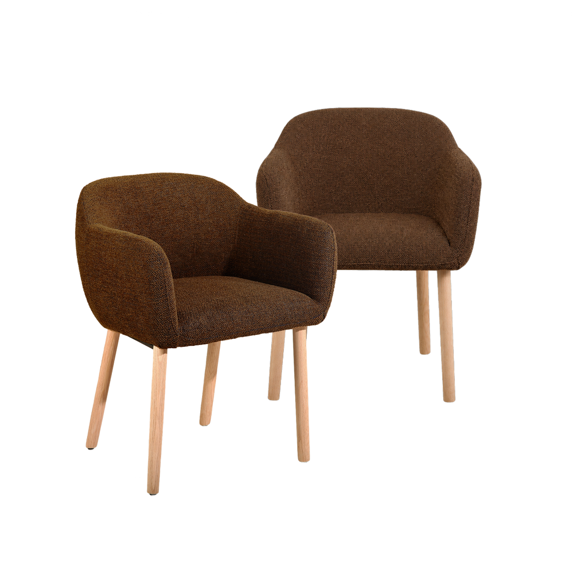 Chaise en tissu marron et pieds en bois Solène (lot de 2)