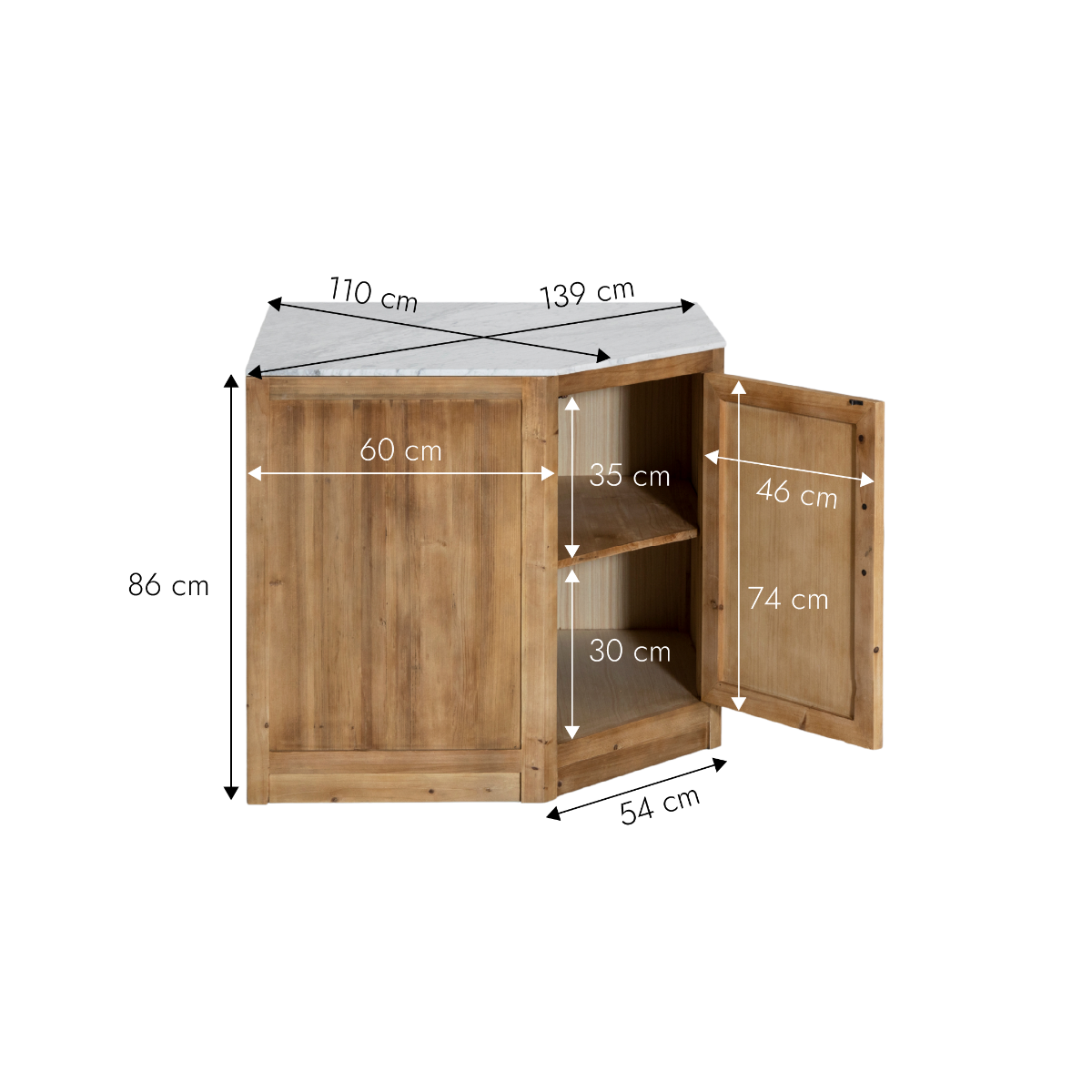 Meuble bas de cuisine en angle Epure