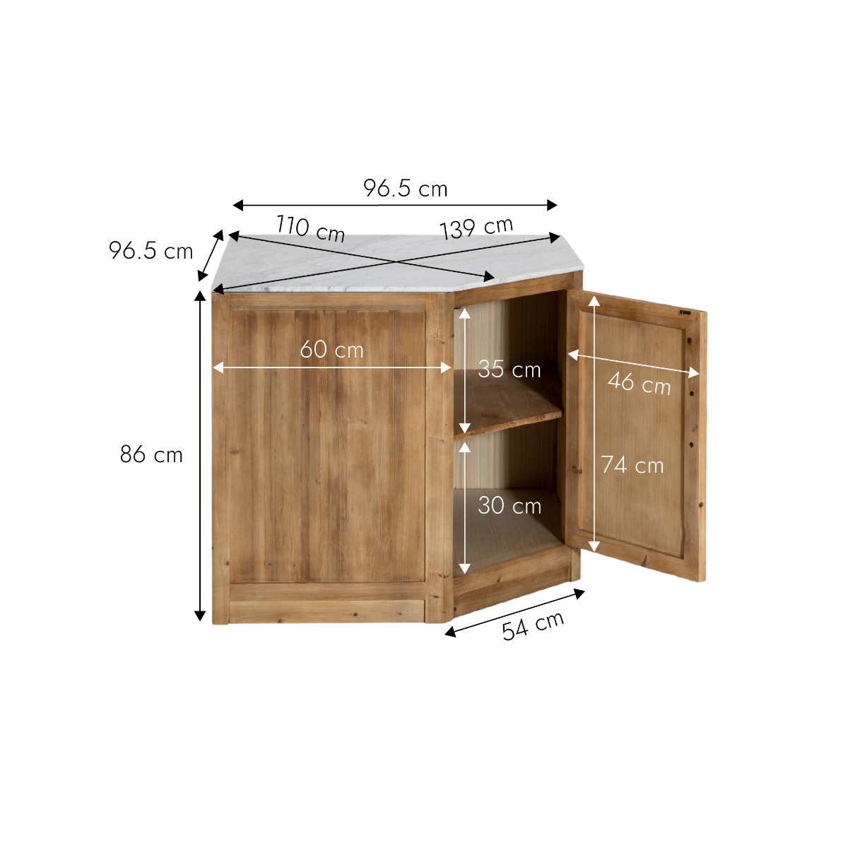 Meuble bas de cuisine en angle Epure