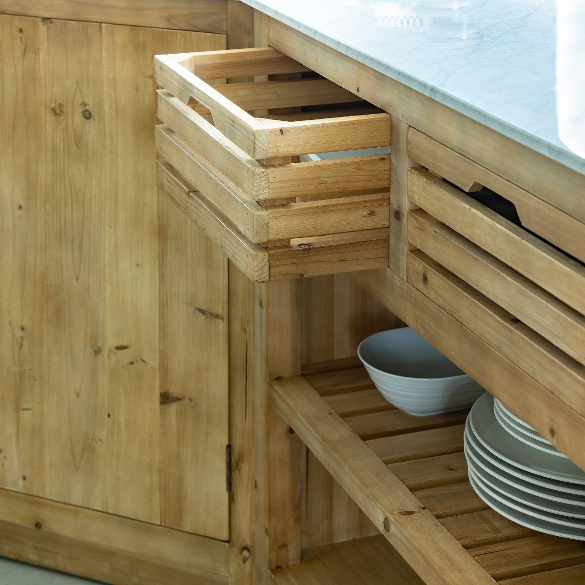 Meuble bas de cuisine 2 tiroirs + 1 étagère Epure
