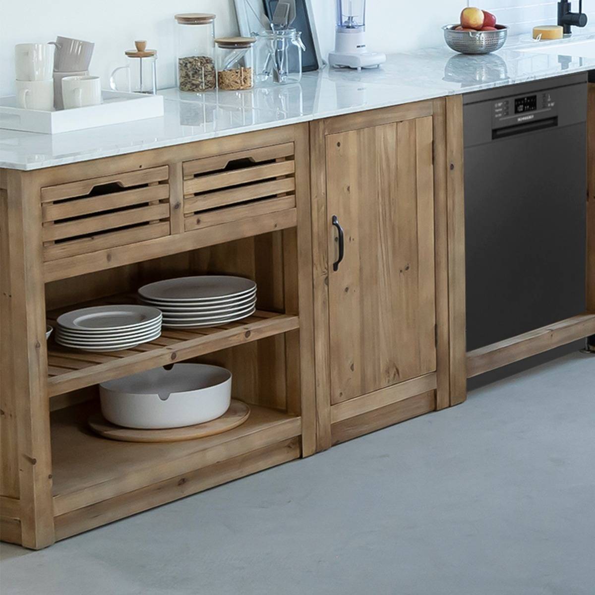 Meuble bas de cuisine 2 tiroirs + 1 étagère Epure