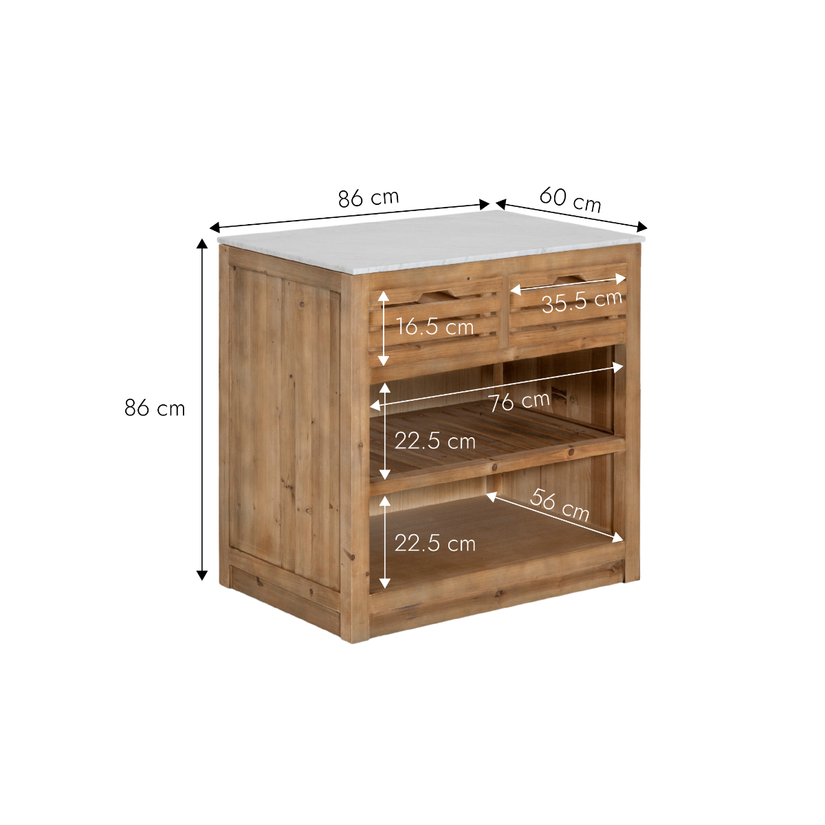 Meuble bas de cuisine 2 tiroirs + 1 étagère Epure