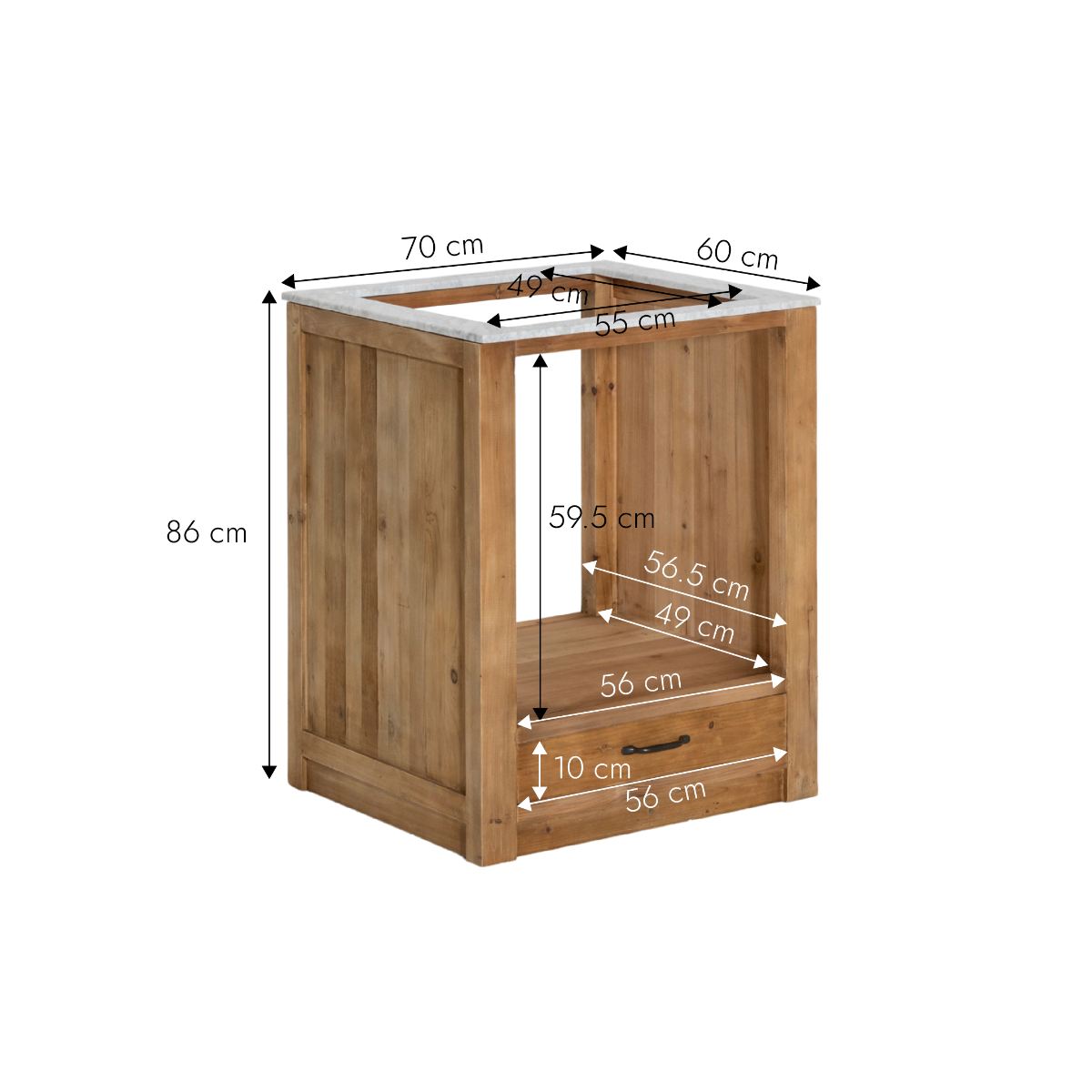 Meuble bas de cuisine pour four et plaques de cuisson Epure