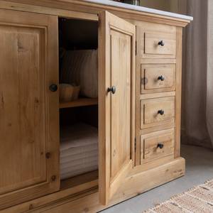 Meuble sous vasque en bois recyclé et marbre Eskel