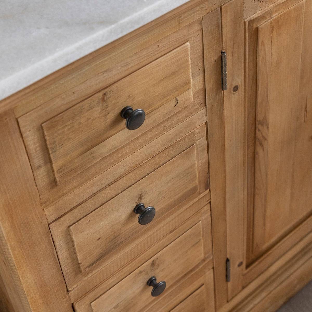 Meuble sous vasque en bois recyclé et marbre Eskel