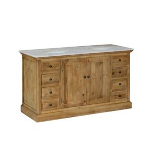 Meuble sous vasque en bois recyclé et marbre Eskel