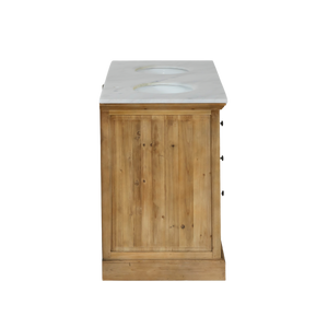 Meuble sous vasque en bois recyclé et marbre Eskel