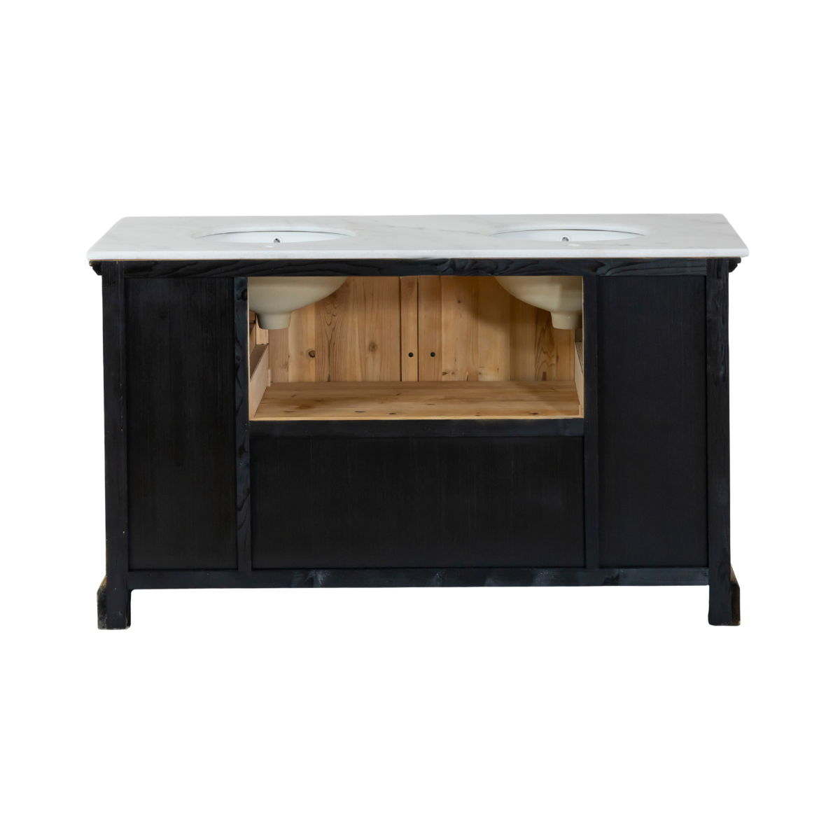 Meuble sous vasque en bois recyclé et marbre Eskel