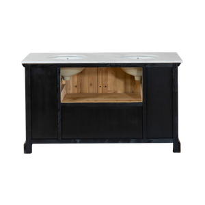 Meuble sous vasque en bois recyclé et marbre Eskel