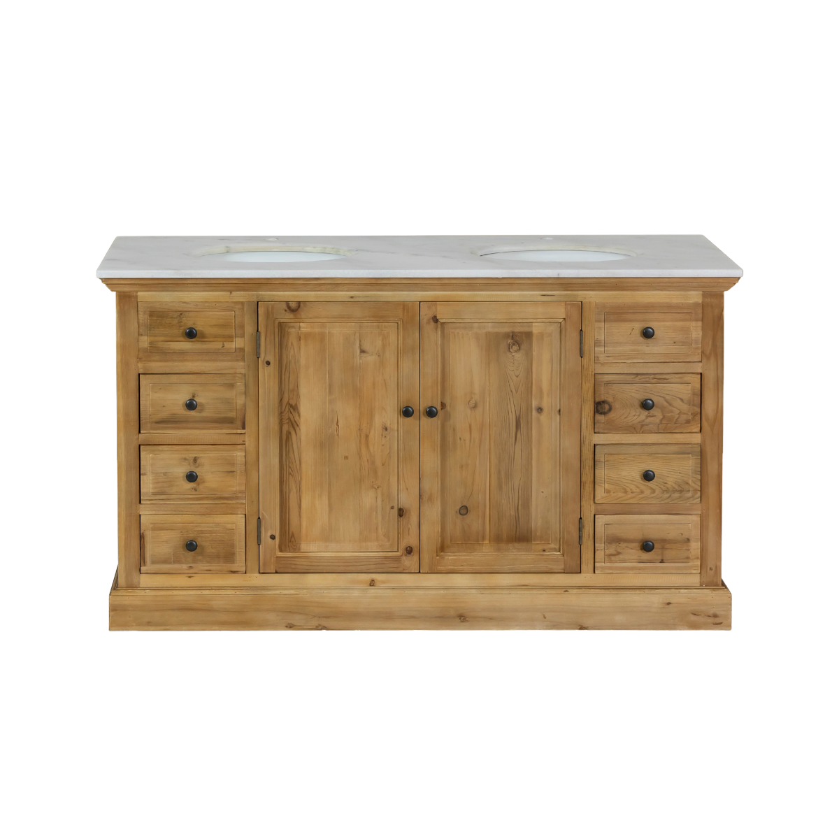 Meuble sous vasque en bois recyclé et marbre Eskel