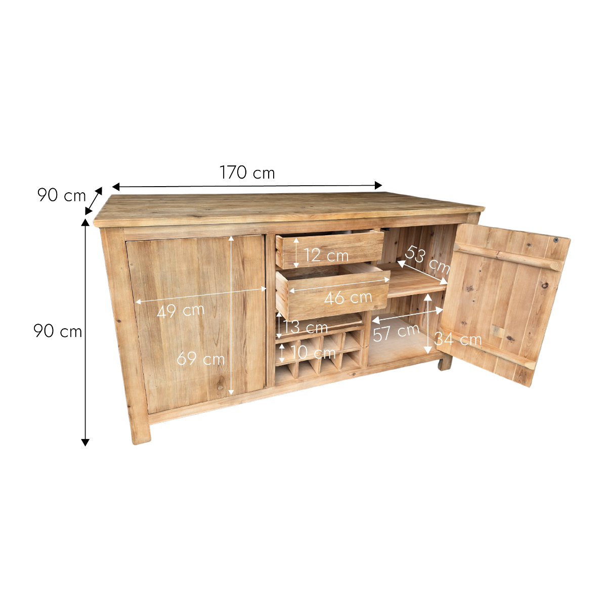 Ilot central en bois recyclé Garance