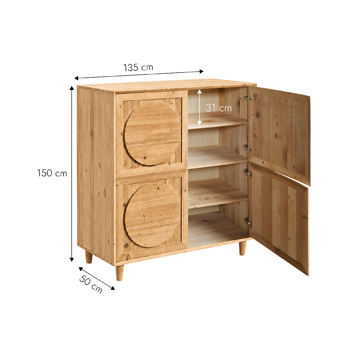 Buffet haut en bois recyclé Sigrid