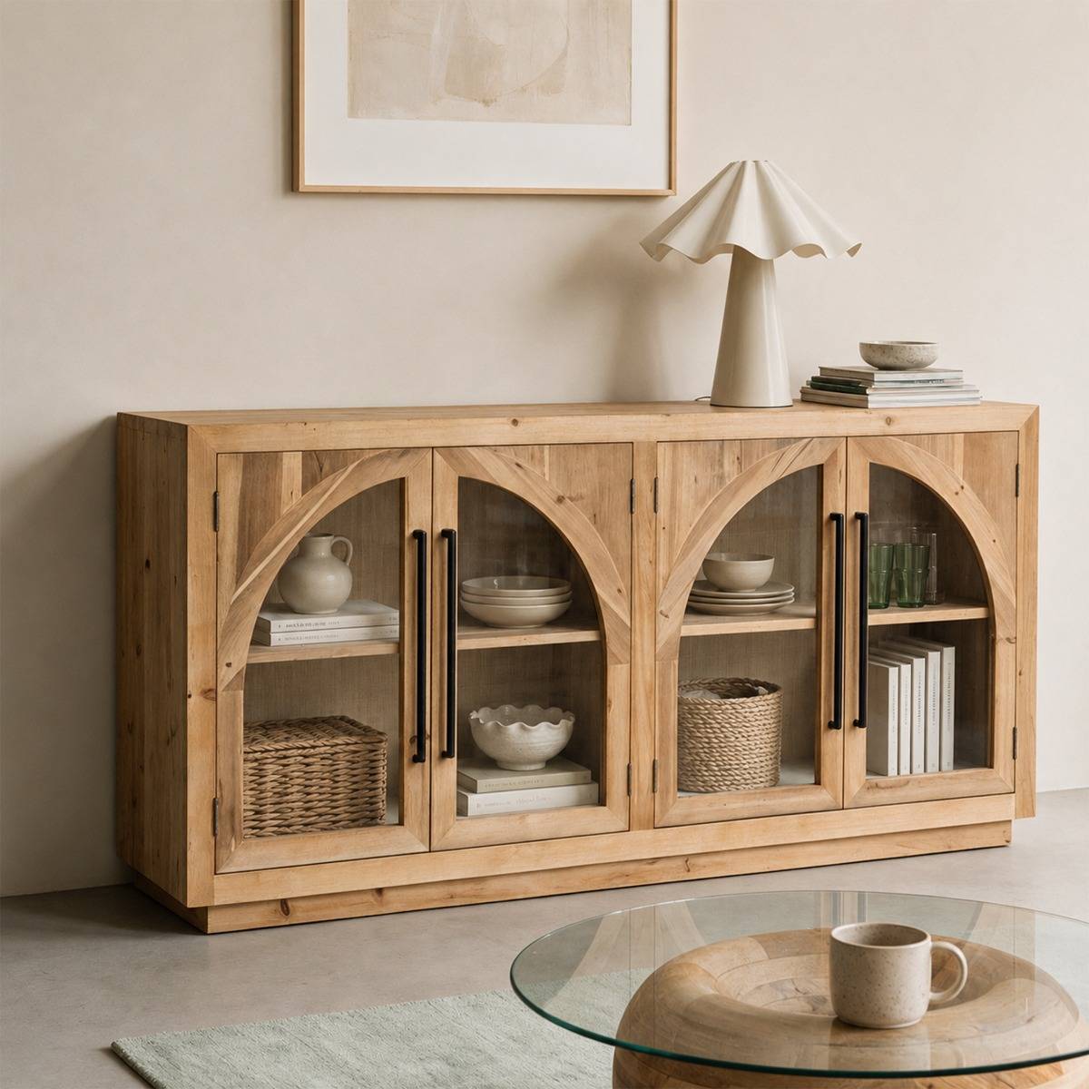Buffet vitré en bois recyclé Sigrid