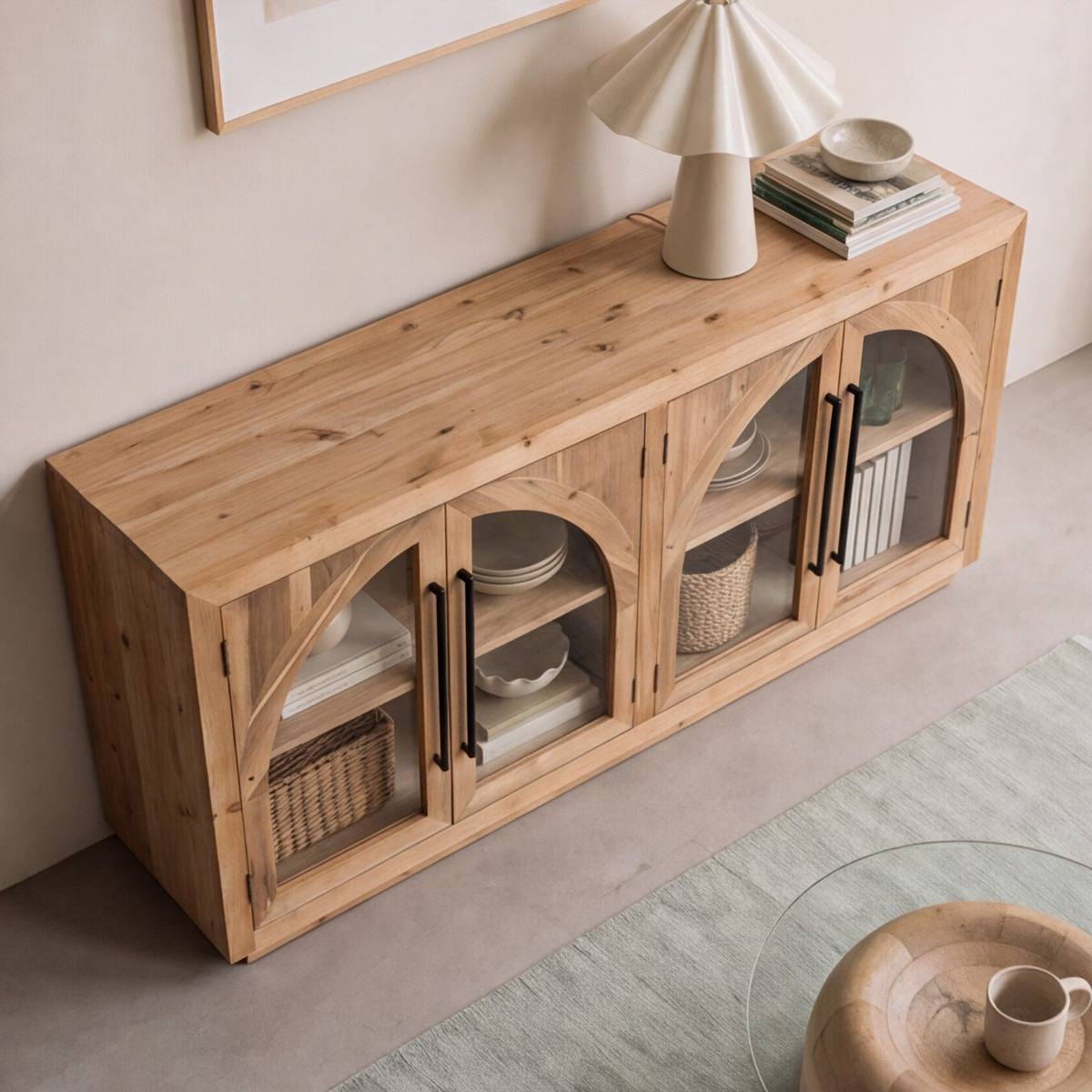 Buffet vitré en bois recyclé Sigrid