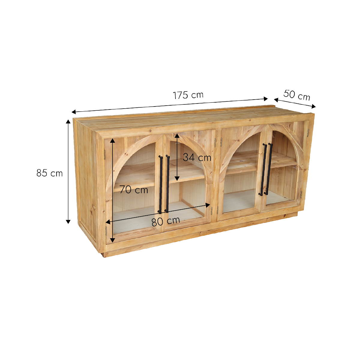 Buffet vitré en bois recyclé Sigrid