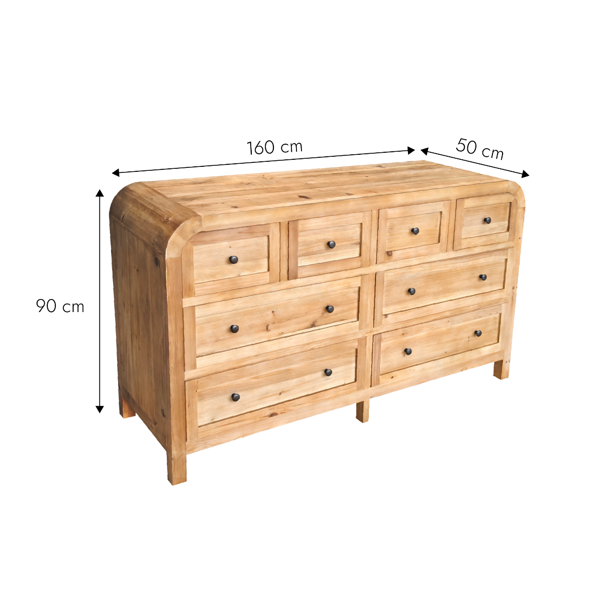 Commode 8 tiroirs en bois recyclé Sigrid