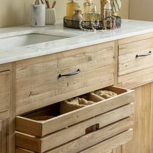 Meuble sous vasque en bois recyclé et marbre blanc Nils