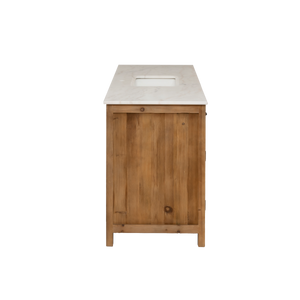 Meuble sous vasque en bois recyclé et marbre blanc Nils